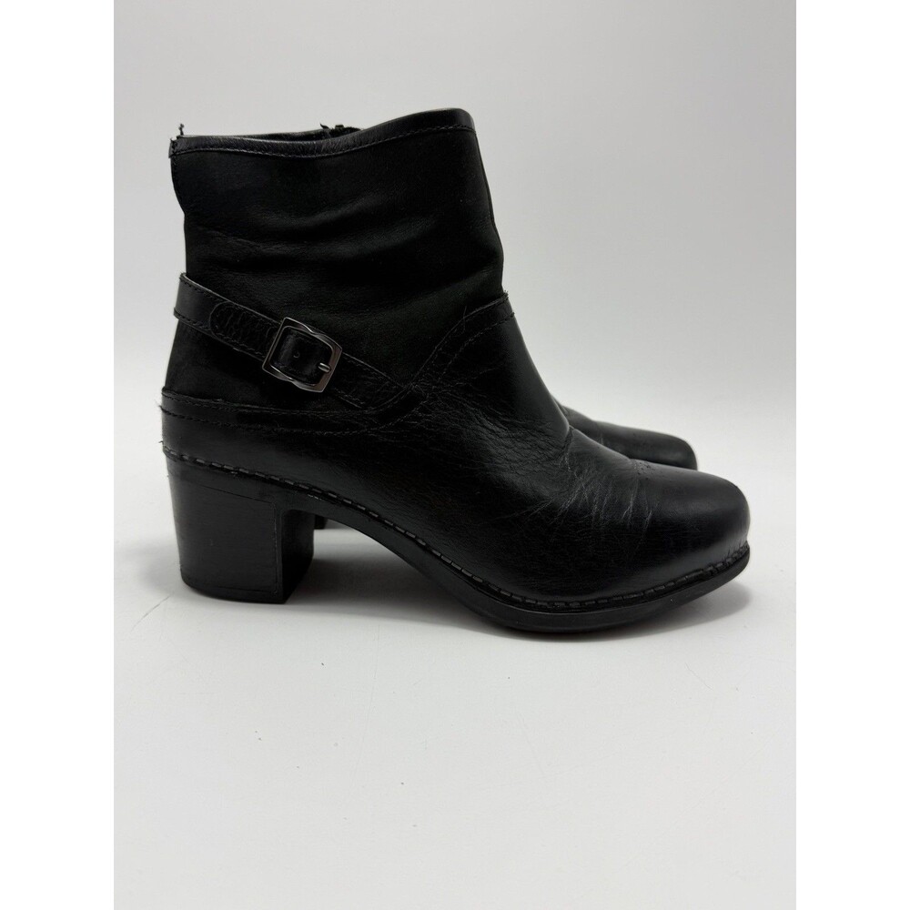Dansko Vtg Womens Sz 38 EU 7.5-8 US Hayley Black Leather Ankle Side Zip